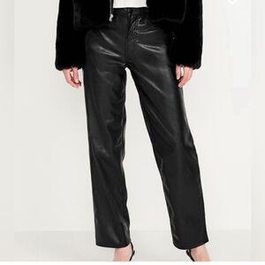 Old Navy High-Rise Faux Leather Pants - Black